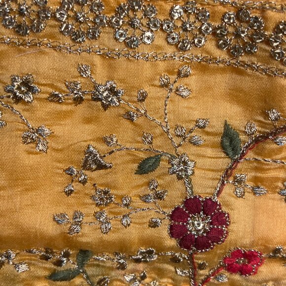 Vibali Yellow Embroidered Anarkali Dress with Gold & Red Floral Details –Size 32 - Picture 3 of 8